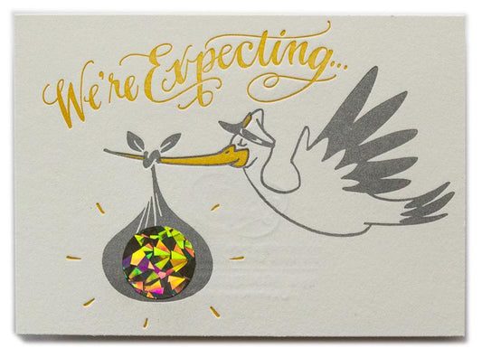 FINAL SALE Ladyfingers Letterpress Card - Girl Stork Scratch Off