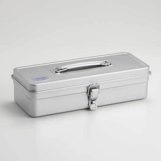 Steel Toolbox w/ Top Handle & Flat Lid - Silver