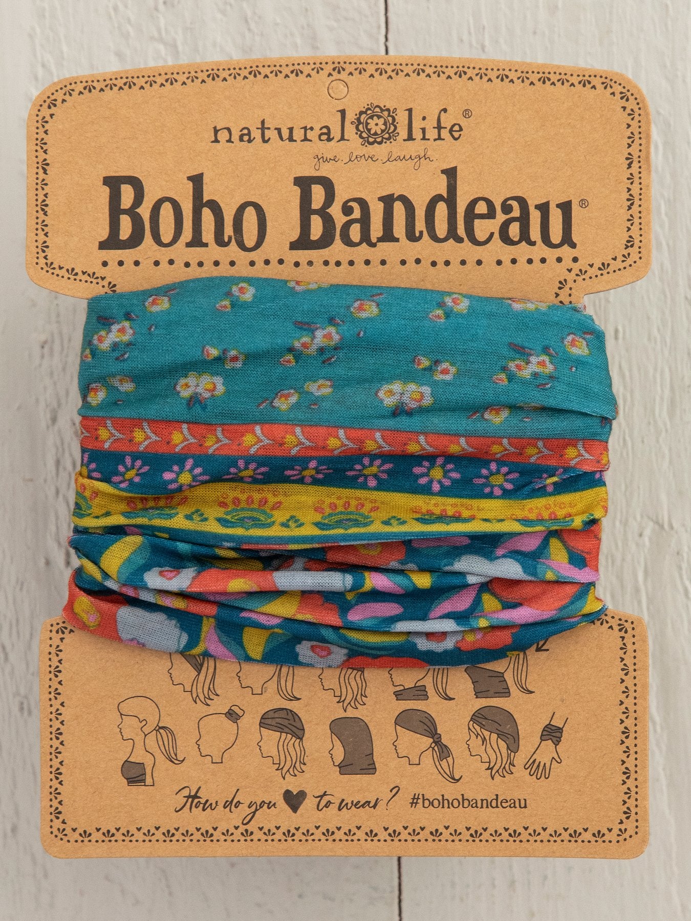 Natural Life Boho Bandeau - Turquoise Floral Border