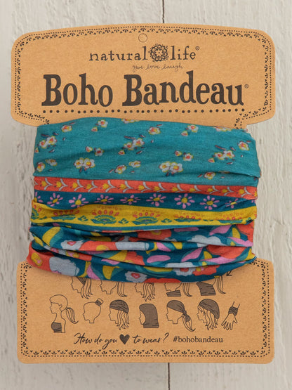 Natural Life Boho Bandeau - Turquoise Floral Border