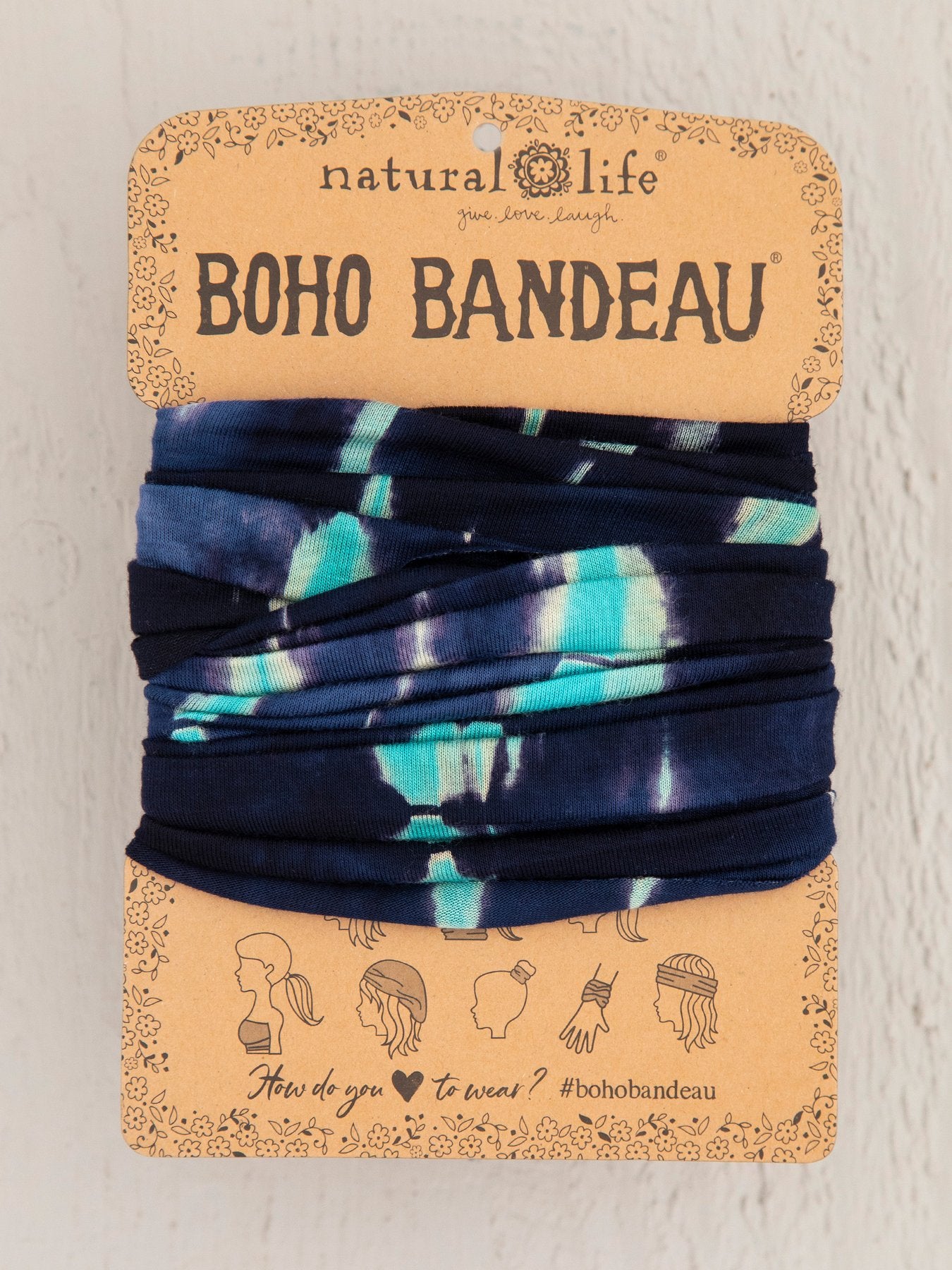 Natural Life Boho Bandeau - Turquoise Navy Tie-Dye