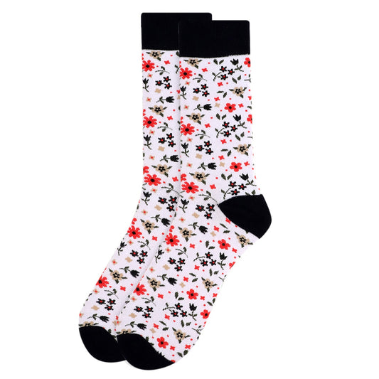 Men's White Floral Wedding Socks