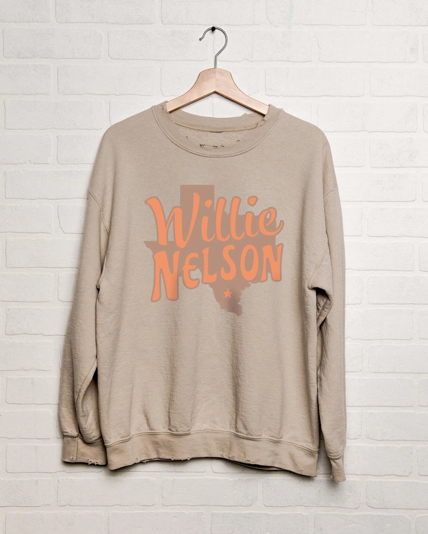 Willie Nelson Orange Texas Thrifted Sweatshirt