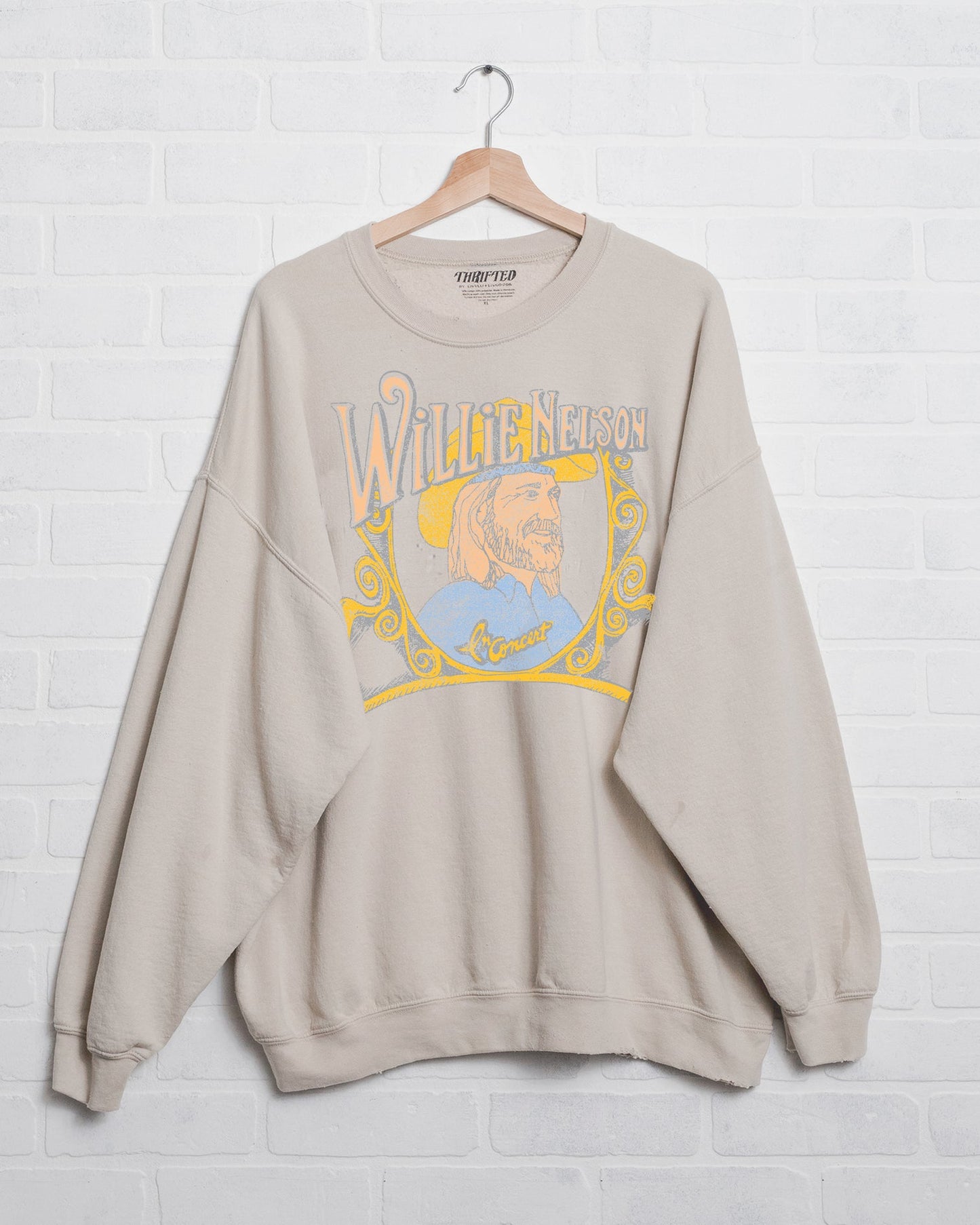 Willie Nelson in Concert Thrifted Sweatshirt - Sand