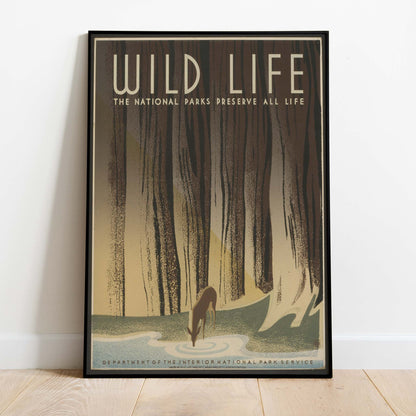 Vintage National Parks Wild Life Print