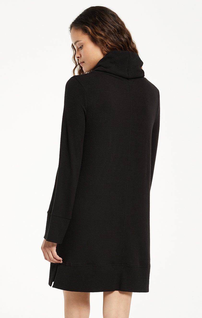 Jodee Marled Funnel Neck Dress - Black