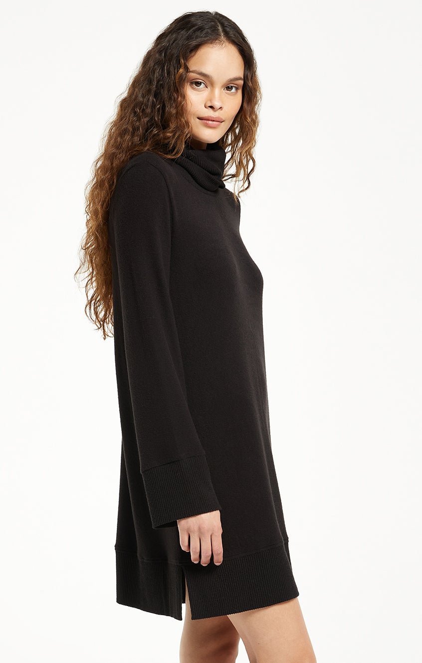 Jodee Marled Funnel Neck Dress - Black