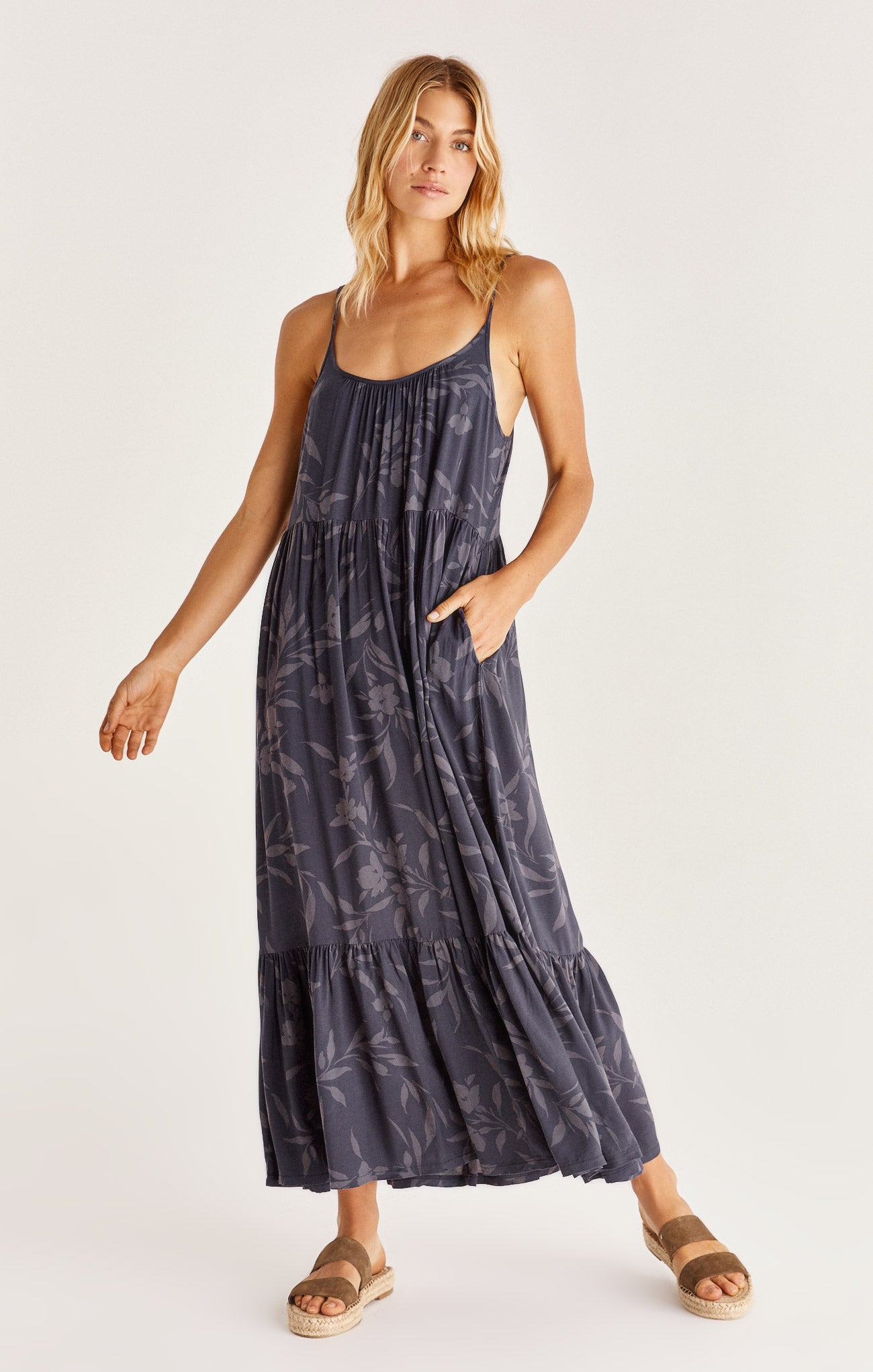 Lido Floral Midi Dress - Shadow