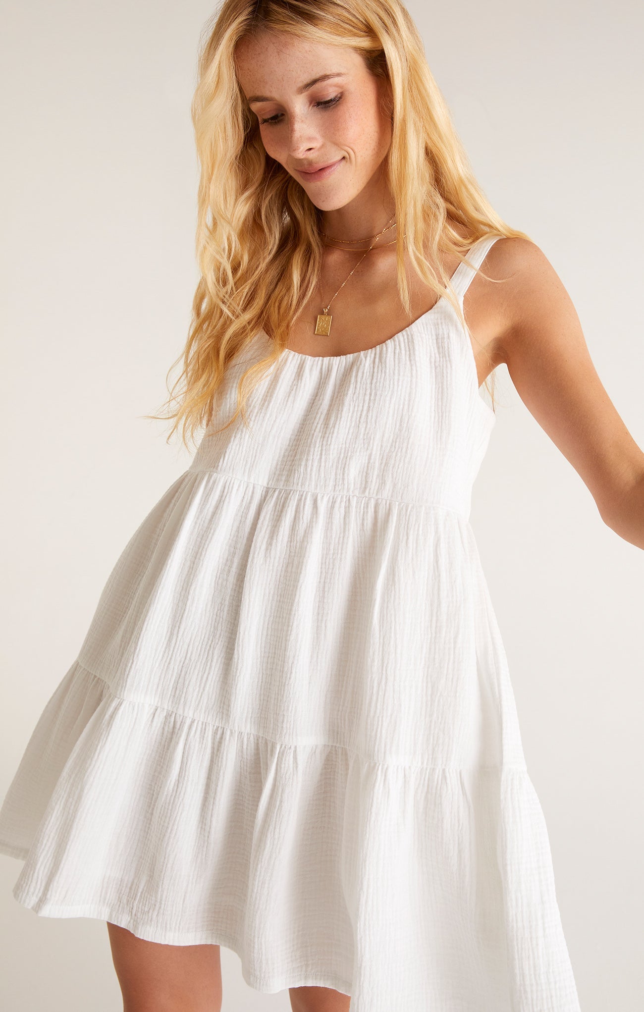 Danny Gauze Mini Dress - White
