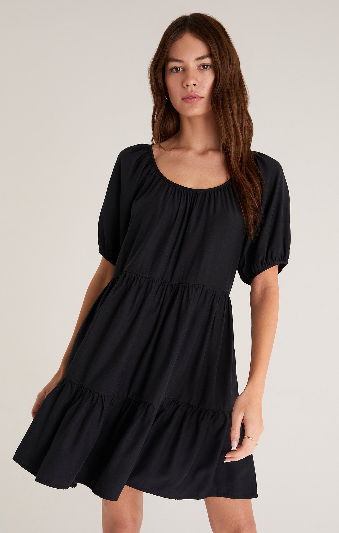 Kylie Tiered Mini Dress - Black