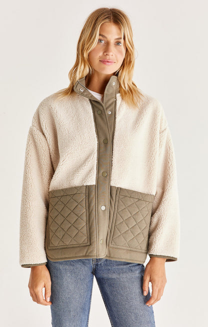 Cannon Quilted Sherpa Jacket - Dusty Olive