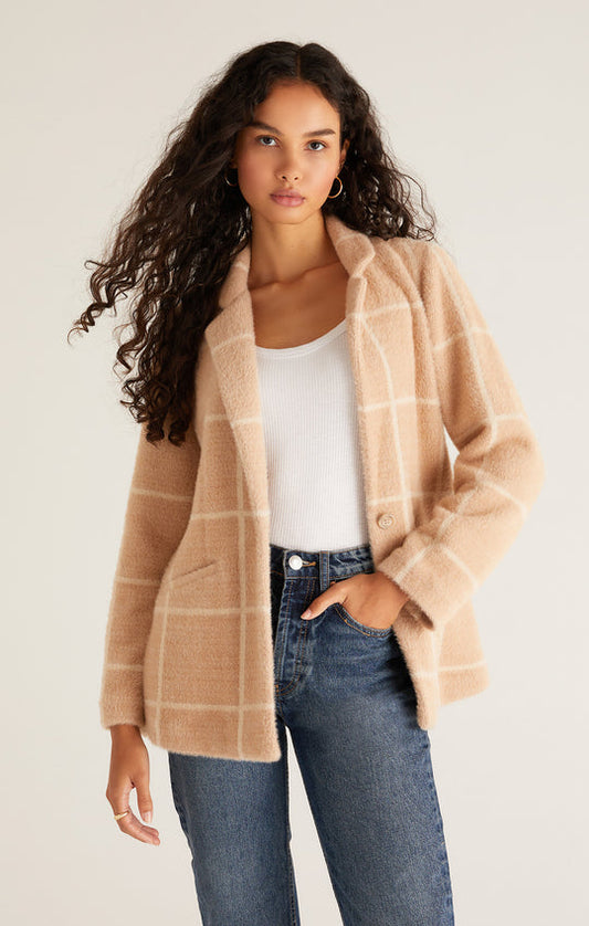 Anna Plaid Blazer - Saddle