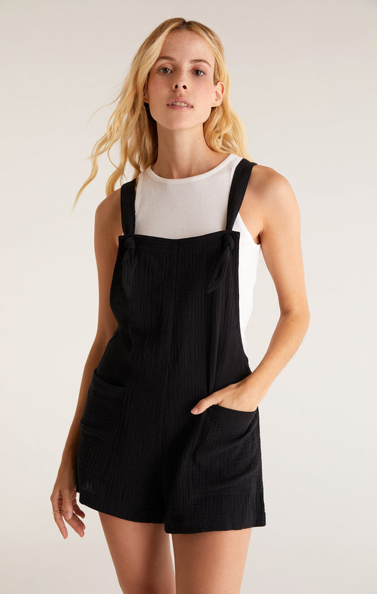 FINAL SALE-Archer Gauze Romper - Black