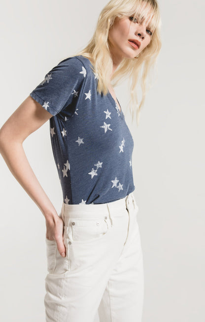 The Distressed Star V-Neck Tee