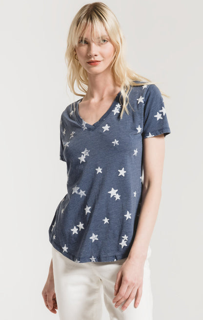 The Distressed Star V-Neck Tee