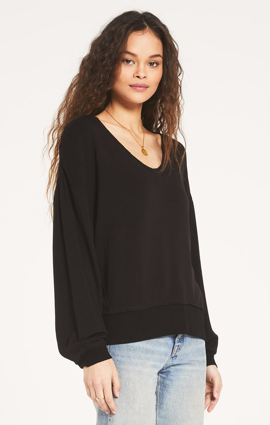 The Premium Fleece Deep V-Neck Pullover
