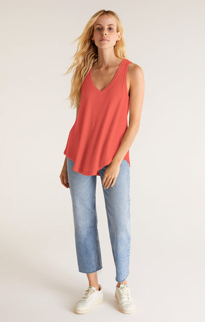 FINAL SALE-Rib Hacci Vagabond Tank - Coral Red