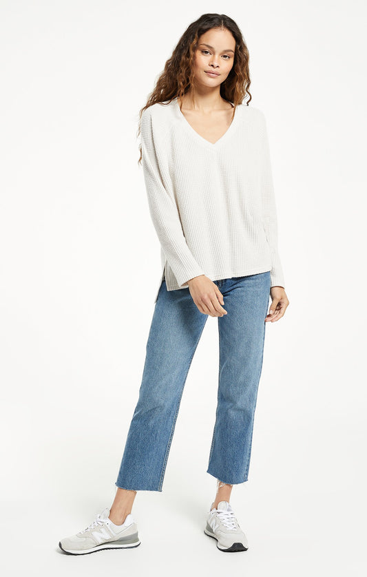 Ansel Brushed Thermal Top - Sandstone