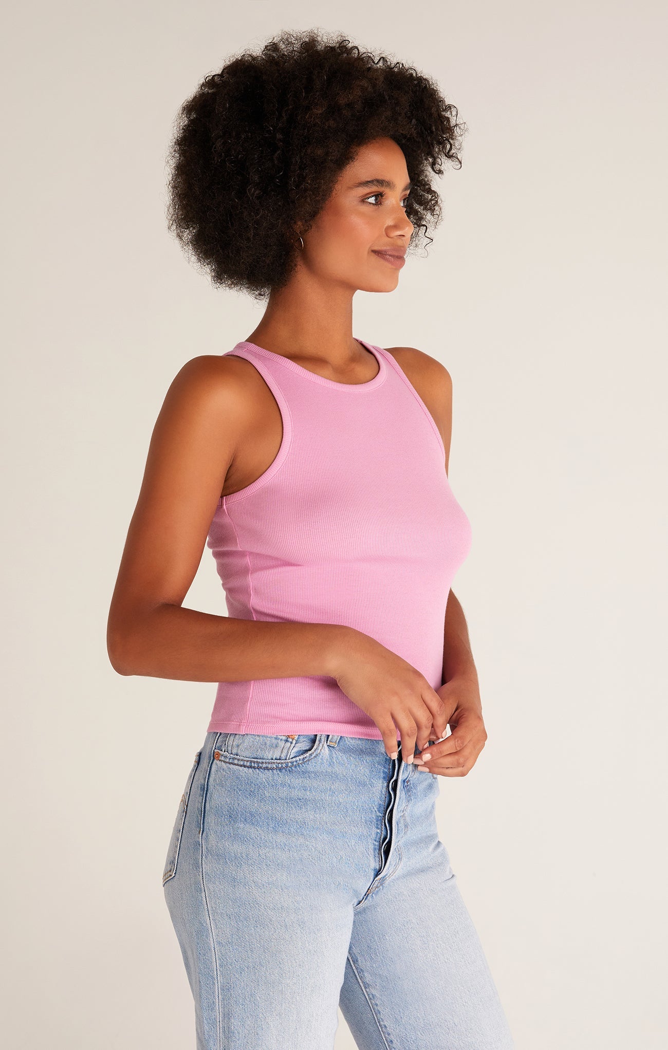 Janice High Neck Tank - Orchid Pink