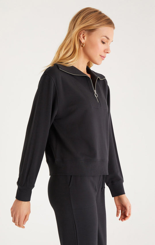 Relaxed Half Zip Sweatshirt - Black