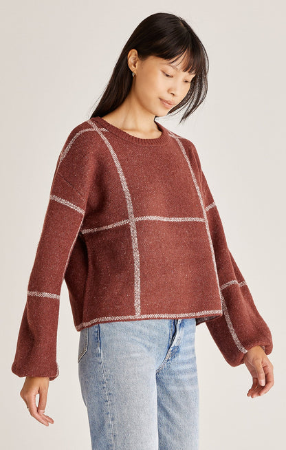 Solange Plaid Sweater - Crimson