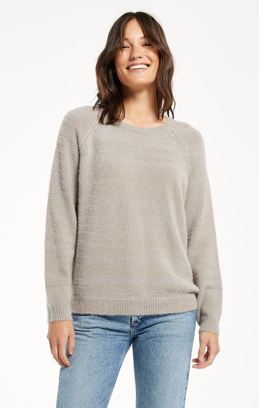 Alexa Eyelash Sweater - Light Fog