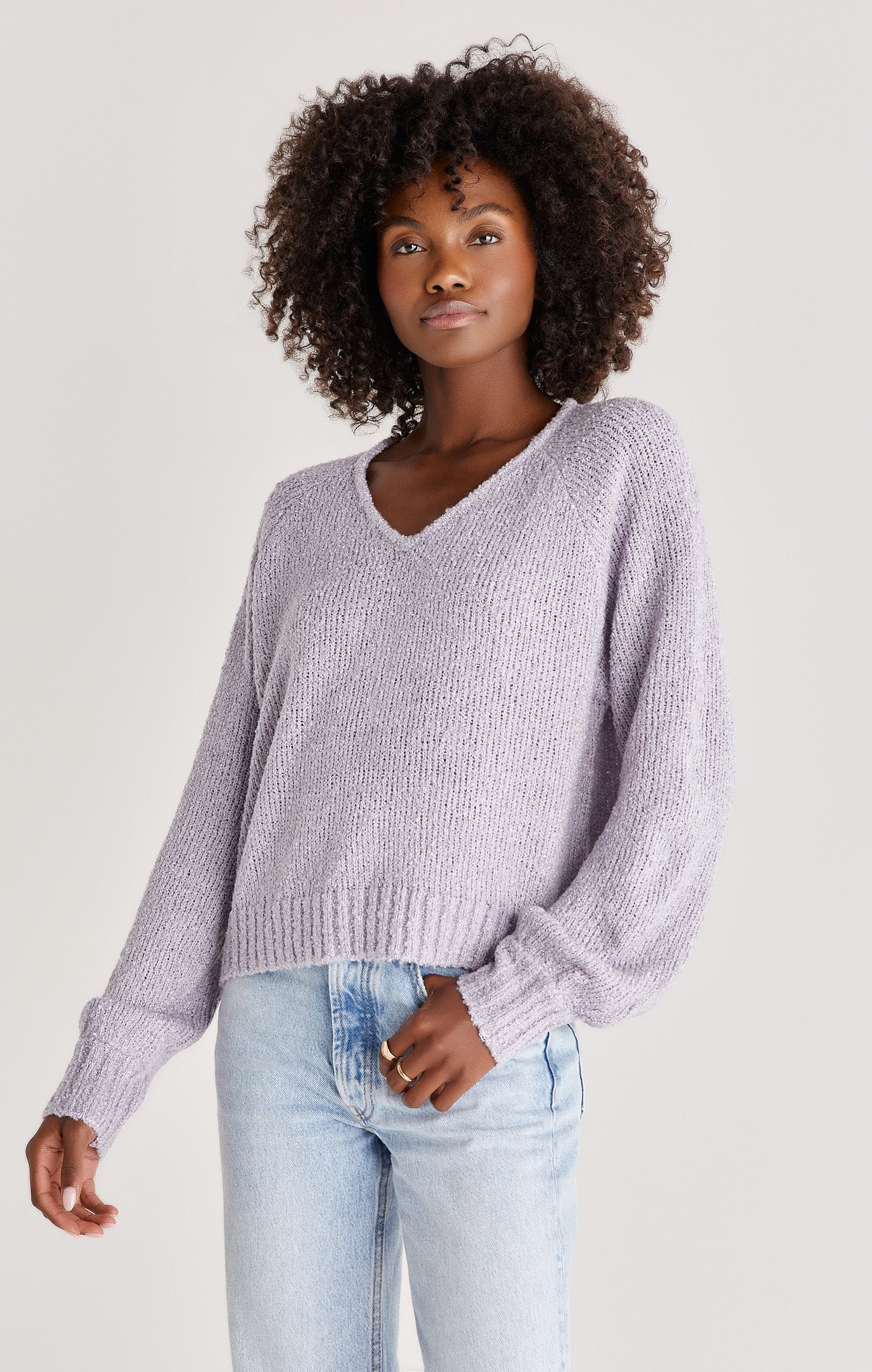 Becca V-Neck Sweater - Lavender Ash