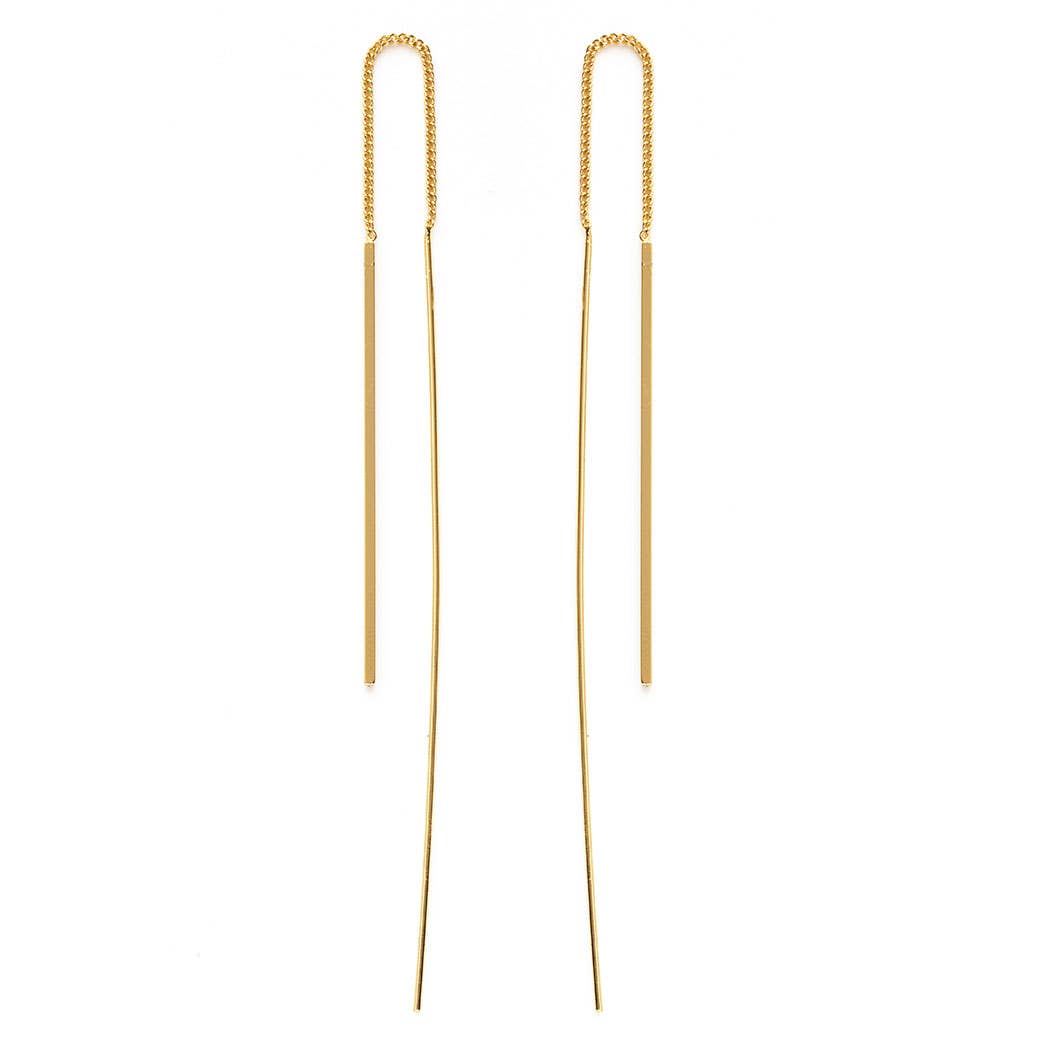 Gold Plate Needle and Thread Earrings