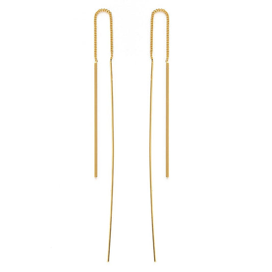 Gold Plate Needle and Thread Earrings
