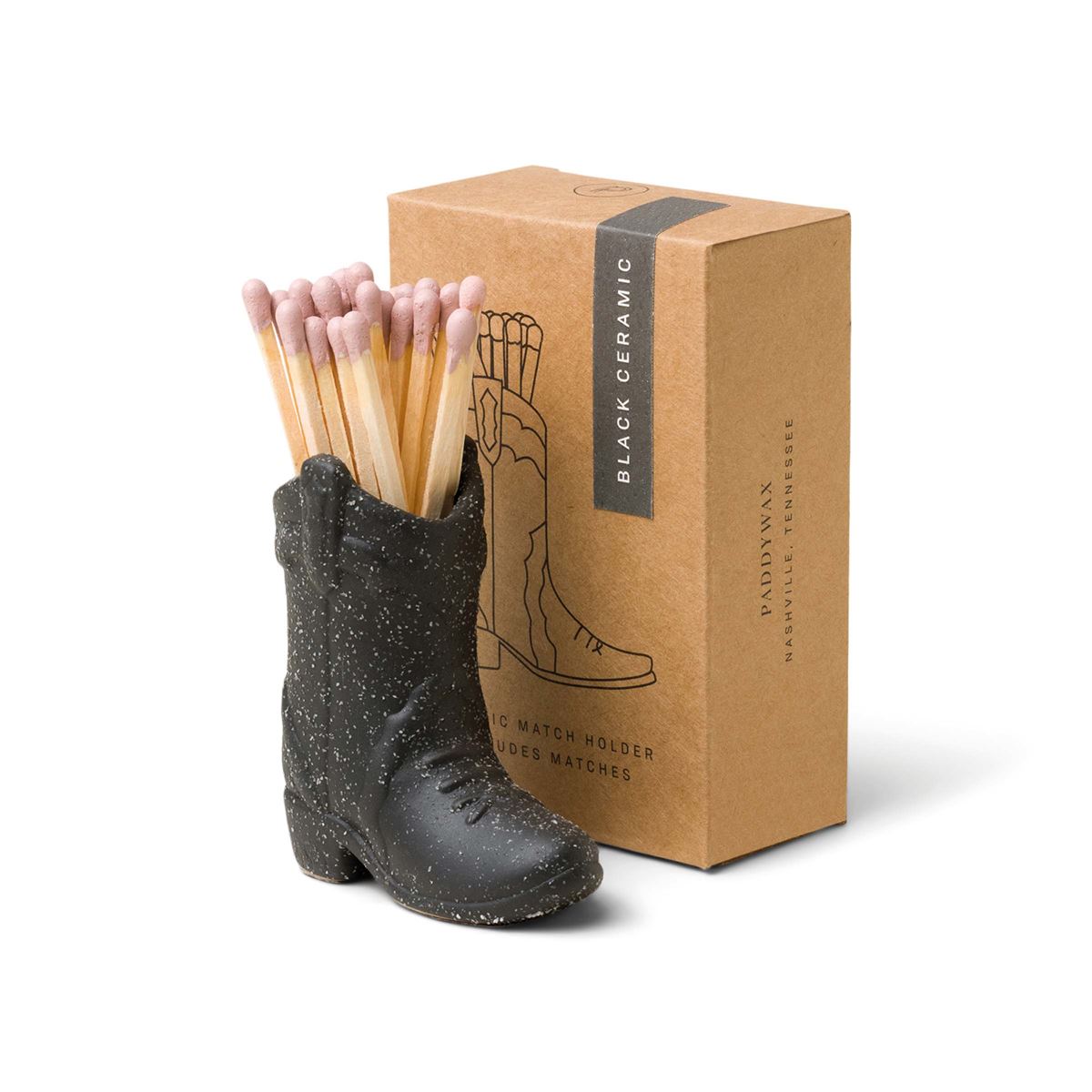 Match Holder Cowboy Boot - Black