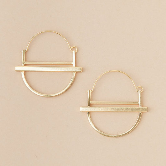 Gold Saturn Hoop Earrings