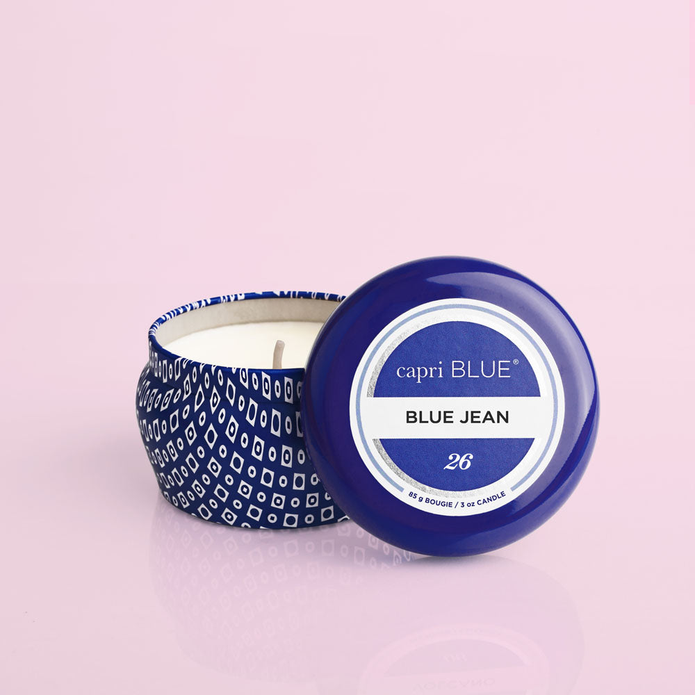 Blue Printed Mini Tin - Blue Jean