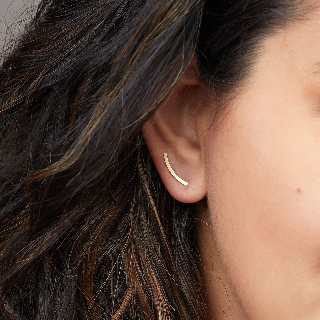 Gold Comet Curve Earrings