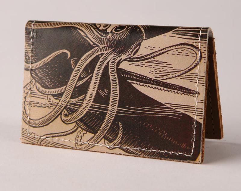 Backerton Squid Attack Leather Cardholder Wallet