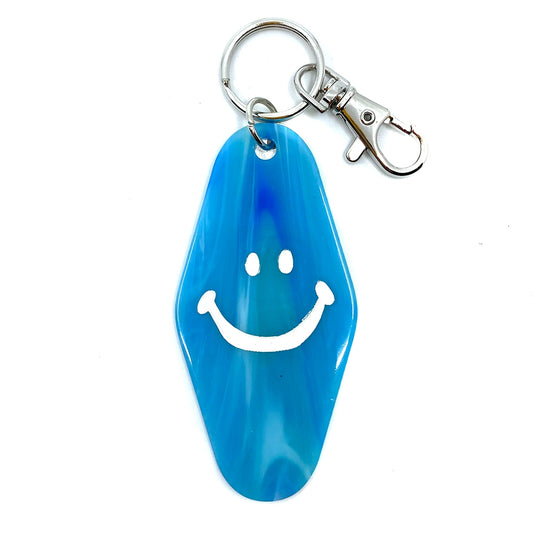 Key Tag - Happy Face (Blue)