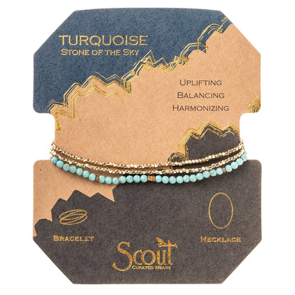 Delicate Stone Turquoise/Gold Stone of the Sky Bracelet/Necklace