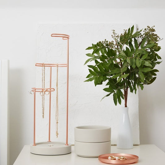 Tesora Jewelry Stand - Concrete/Copper