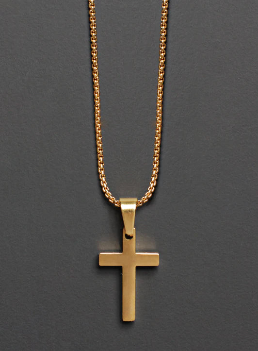Medium Gold Cross Necklace For Men (18")