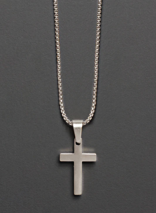 Medium Stainless Steel Cross Necklace For Men (22")