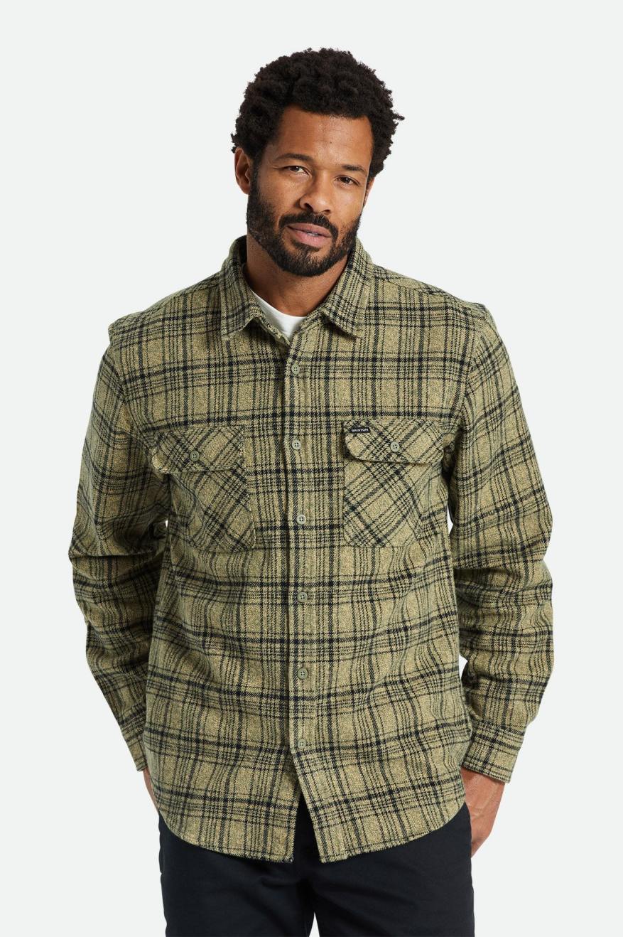 Bowery Heavy Weight L/S Flannel - Military Olive/Black