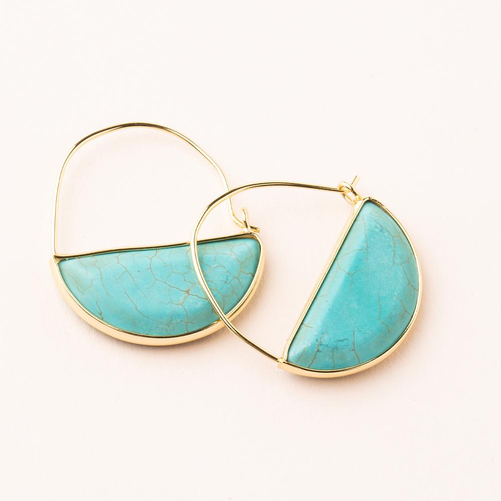 Stone Prism Turquoise/Gold Hoops