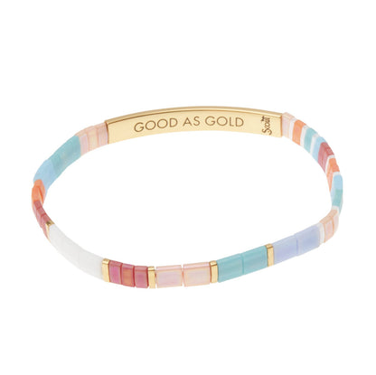 Good Karma Miyuki Bracelet | Good As Gold - Aqua Multi/Gold