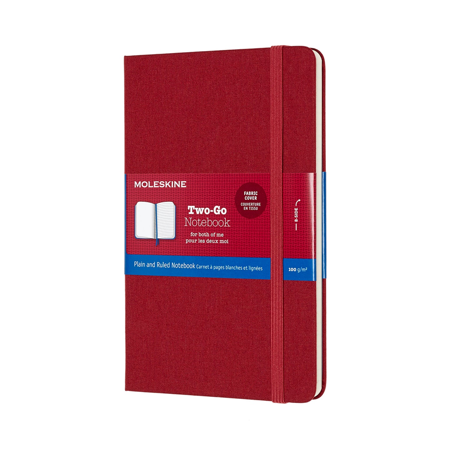 Two-Go Ruled/Plain Medium Notebook - Cranberry Red