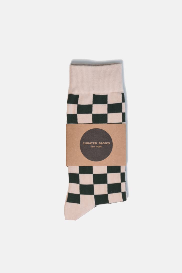 Green Checker Socks - MD/LG