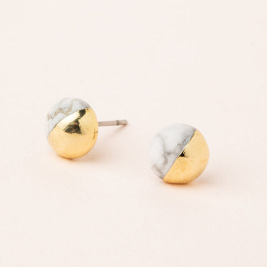 Howlite/Gold Dipped Stone Studs