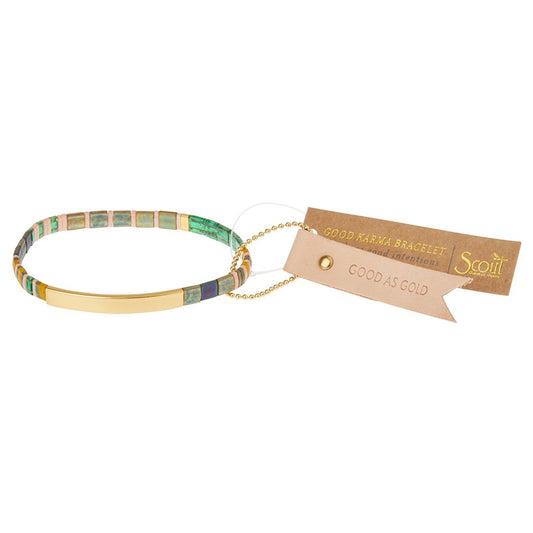 Good Karma Miyuki Bracelet | Good As Gold - Forest/Blush/Gold