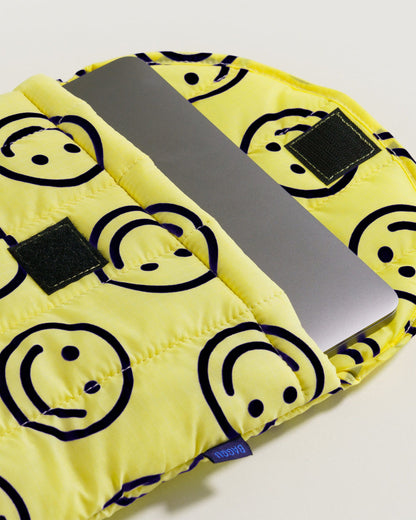 Puffy Laptop Sleeve 13" - Yellow Happy