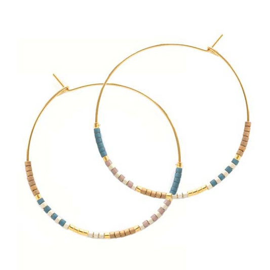 Sky Japanese Seed Bead Hoops