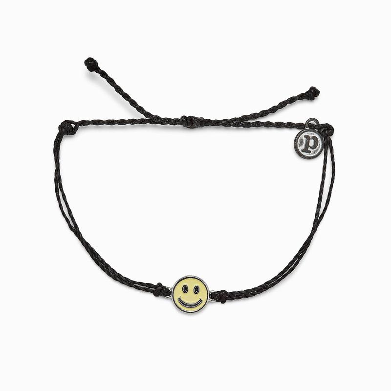 Enamel Happy Face Bracelet - Black