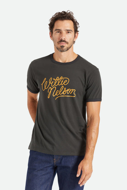 Willie Nelson S/S Ringer Tee - Washed Black